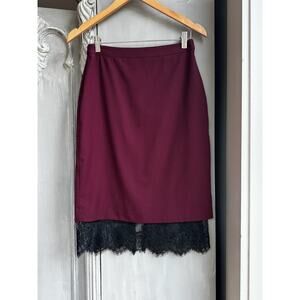 Forever 21 Skirt Sz S Women’s Burgundy Pencil Lace Hem Gothic Romance